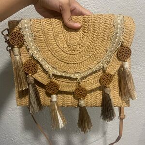 Handcrafted Tan Tassel Crossbody Bag